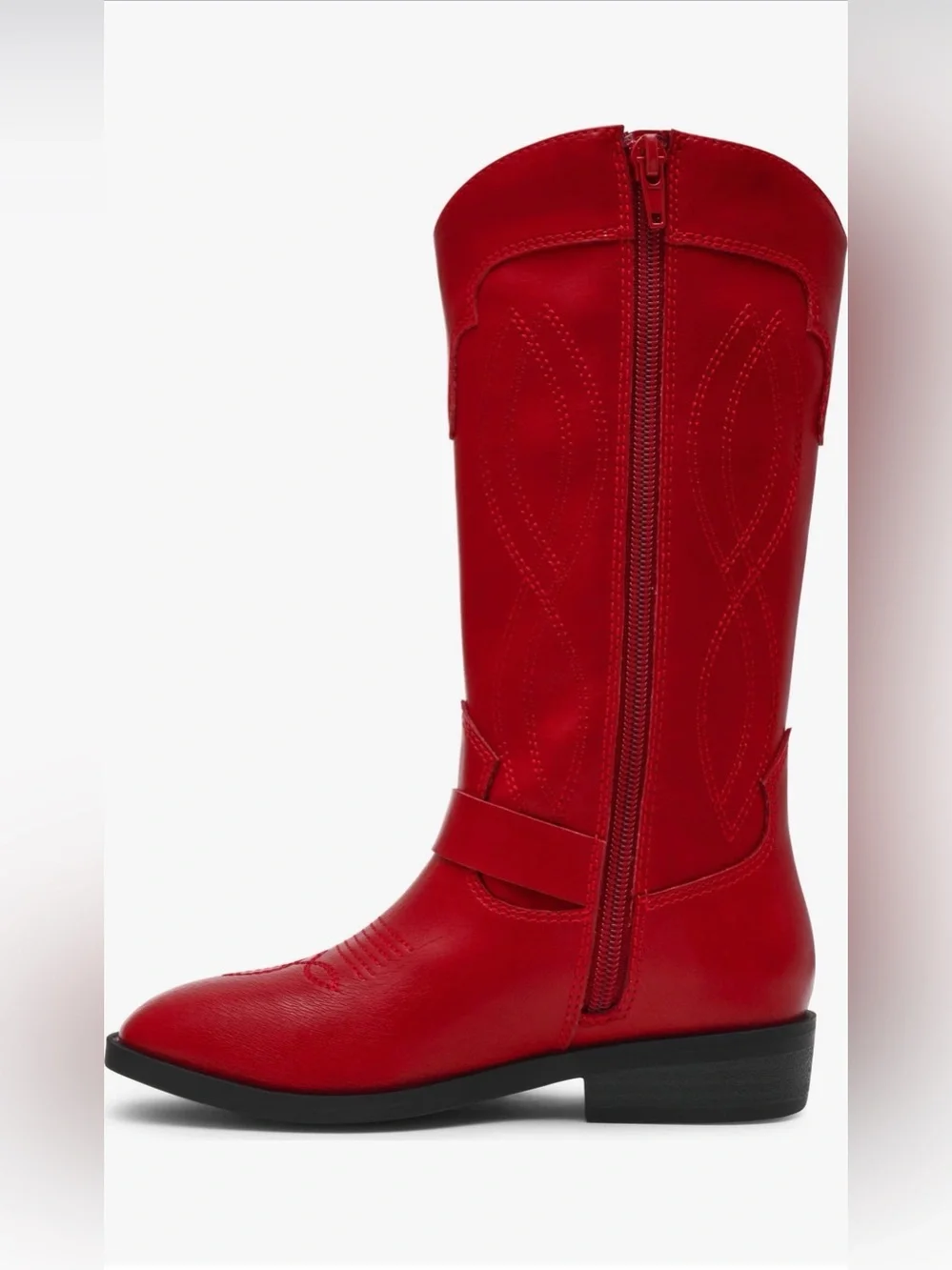 DV by Dolce Vita Kids Red Cowboy Boot with Silver Buckle